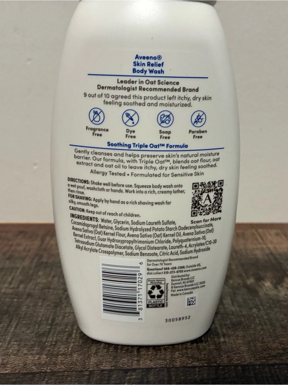 Aveeno Skin Relief Body Wash 12 oz Fragrance Free Dry Itchy Sensitive Skin